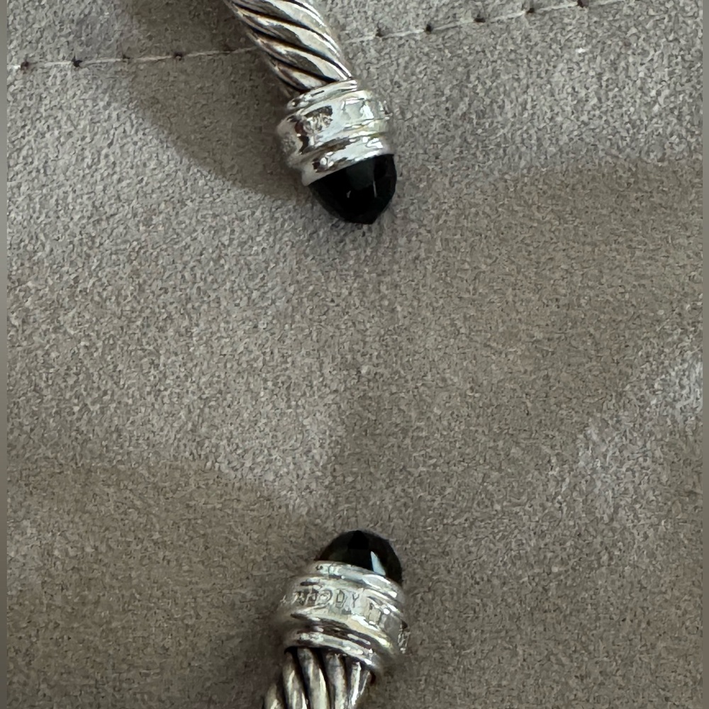David Yurman Cable Bracelet 925 Sterling Silver 750 BWG Black Onyx Diamonds 5mm - Picture 6 of 12